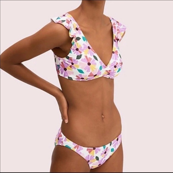 Kate Spade Floral Ruffle Bikini Set Size Large - Picture 2 of 13